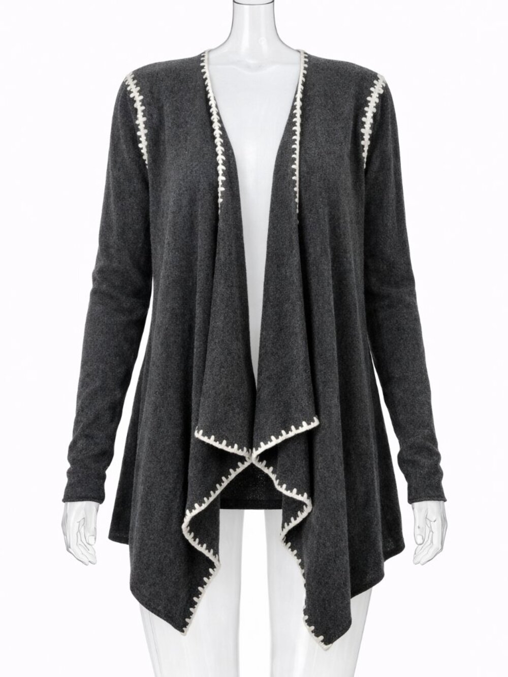Johnny was whipstitch gray sweater wrap size XS cashmere